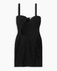 Nensi Dojaka Paneled cutout stretch-crepe and tulle mini dress - Black Black