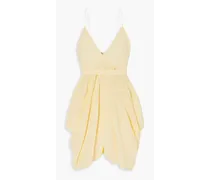 Jenny asymmetric draped silk-seersucker mini dress - Yellow