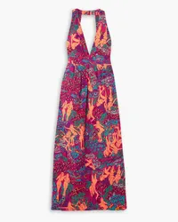 See by Chloé Cutout printed cotton maxi dress - Purple Purple