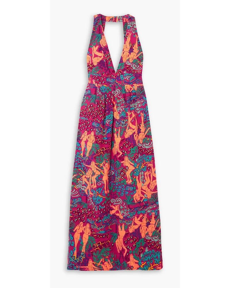 See by Chloé Cutout printed cotton maxi dress - Purple Purple