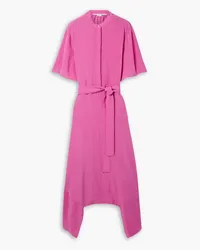 Stella McCartney Belted asymmetric silk crepe de chine midi dress - Pink Pink