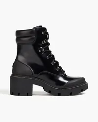 Tory Burch Leather platform combat boots - Black Black