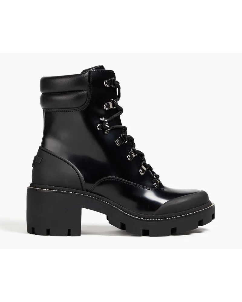 Leather platform combat boots - Black
