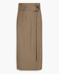 Brunello Cucinelli Belted twill midi wrap skirt - Green Green