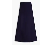 Wool and silk-blend twill midi skirt - Blue