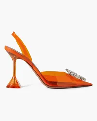 Amina Muaddi Begum Glass crystal-embellished PVC slingback pumps - Orange Orange