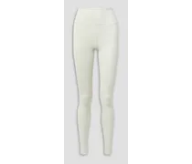 Ribbed stretch-jersey leggings - White
