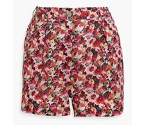 Floral-print linen shorts - Orange