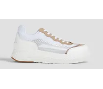 Leather and mesh sneakers - White