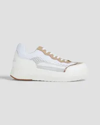 Emporio Armani Leather and mesh sneakers - White White