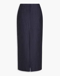 Philosophy Di Lorenzo Serafini Pinstriped brushed wool-twill midi skirt - Blue Blue