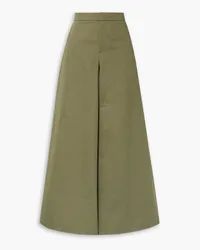 Marni Cotton and linen-blend twill wide-leg pants - Green Green