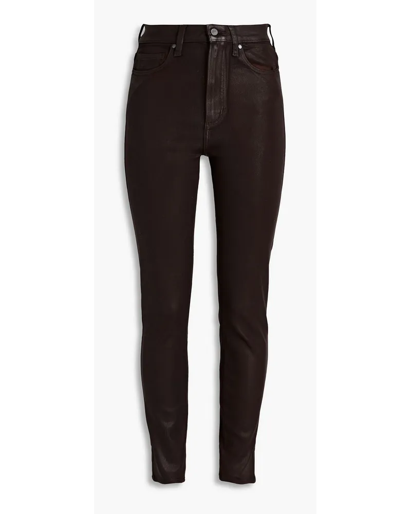 Paige Cheeky coated high-rise skinny jeans - Brown Brown