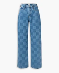 Frame Denim Le High n Tight high-rise wide-leg checked jeans - Blue Blue