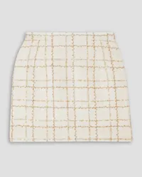 Alessandra Rich Checked sequin-embellished metallic tweed mini skirt - White White