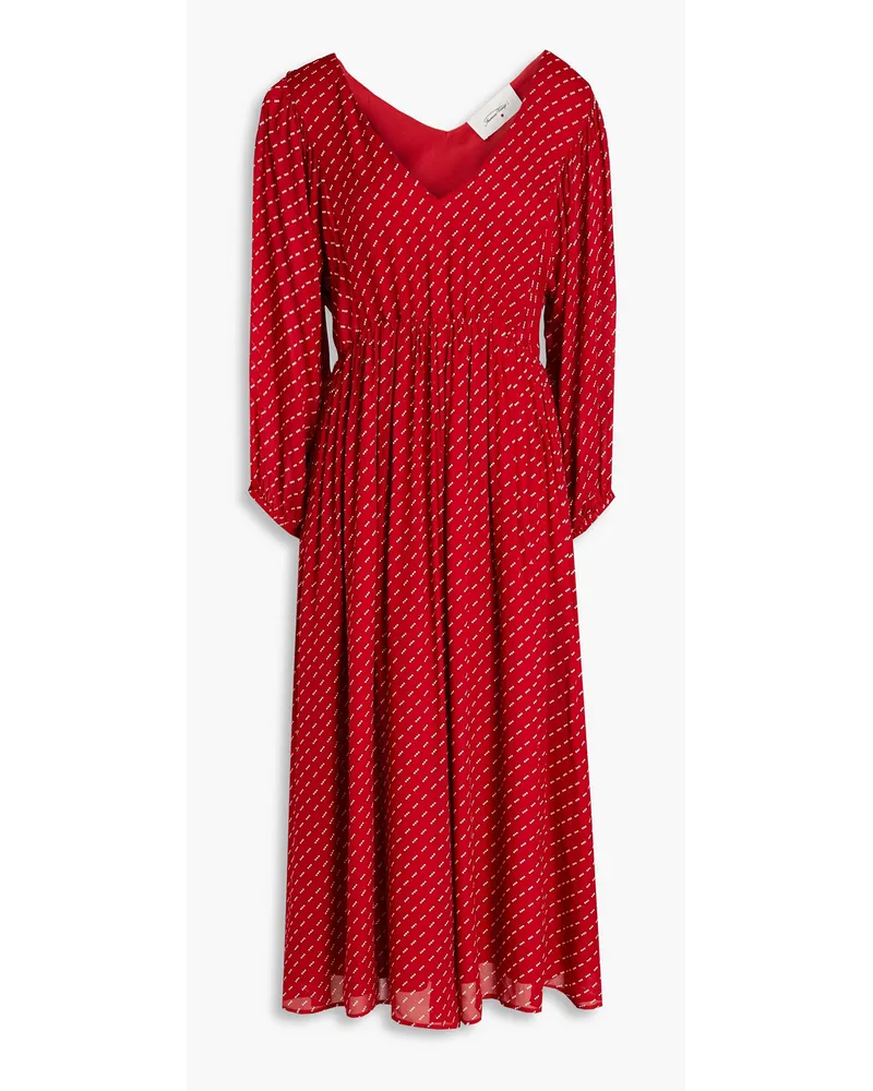 Aboodi polka-dot chiffon midi dress - Red