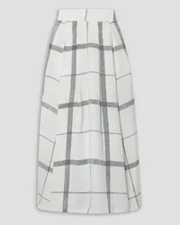 Emporio Sirenuse Flaminia checked linen maxi skirt - White White