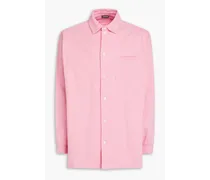Oversized ribbed stretch cotton-jersey shirt - Pink