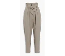 Apler belted pleated wool-twill tapered pants - Neutral