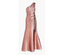 One-shoulder ruched lamé gown - Metallic