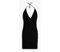Ribbed-knit halterneck mini dress - Black