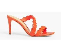 Barbara 85 scalloped suede and snake-effect leather mules - Orange