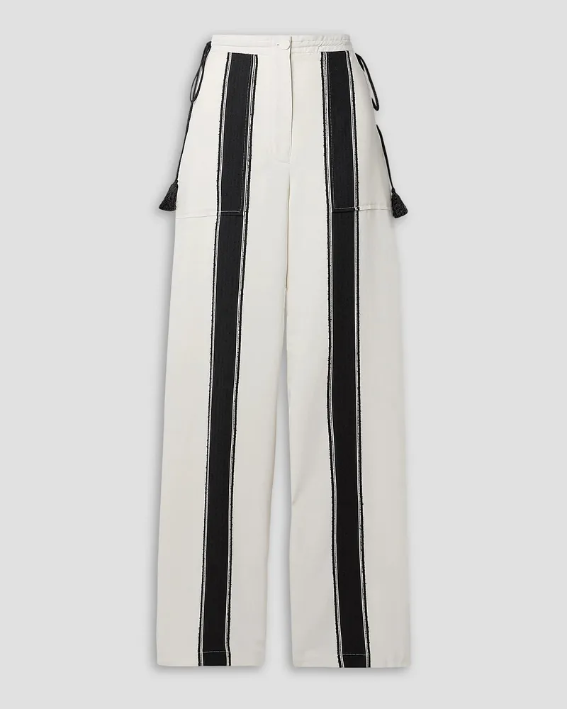 Altuzarra Eleos embroidered striped twill wide-leg pants - White White