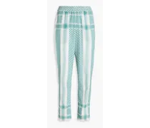 Bobi cotton-jacquard tapered pants - Blue