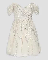 Zuhair Murad Strapless embellished tulle mini dress - White White