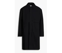 Zip-detailed wool-blend felt coat - Black