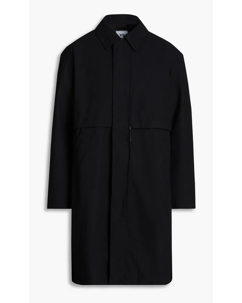 Y-3 Zip-detailed wool-blend felt coat - Black Black