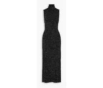 Sequined crochet-knit maxi dress - Black
