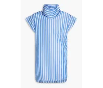 Striped lyocell and silk-blend cady top - Blue