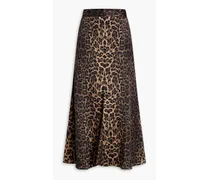Leopard-print silk-satin midi skirt - Animal print