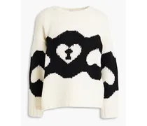 Intarsia wool sweater - White