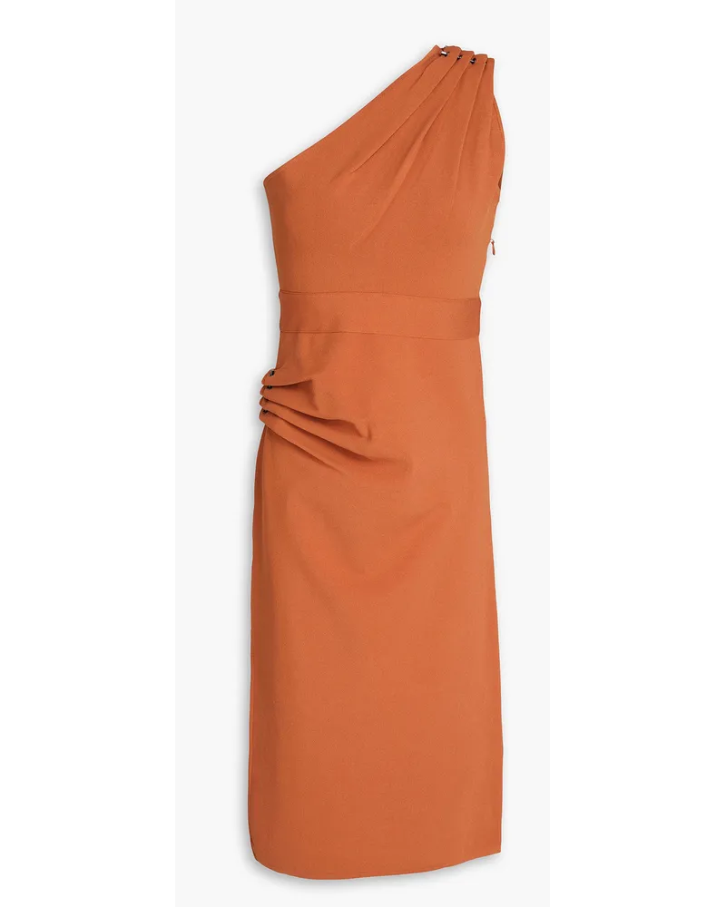 Hervé Léger One-shoulder draped stretch-ponte dress - Brown Brown