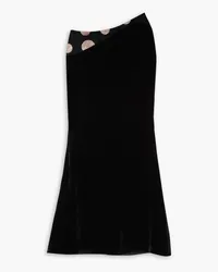 HALPERN Asymmetric glittered polka-dot tulle and velvet skirt - Black Black