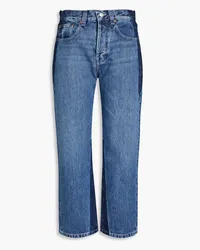 Victoria Beckham Cropped two-tone high-rise straight-leg jeans - Blue Blue