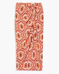 Etro Wrap-effect printed crepe midi skirt - Orange Orange