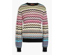 Crochet-knit cotton-blend sweater - Multicolor