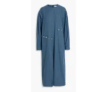 Asymmetric gingham Lyocell and cotton-blend midi dress - Blue