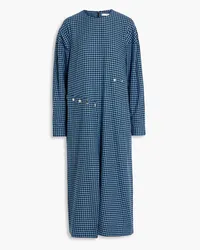 tibi Asymmetric gingham Lyocell and cotton-blend midi dress - Blue Blue