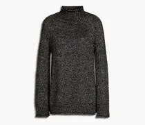 Metallic knitted turtleneck sweater - Black