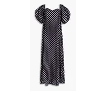 Off-the-shoulder polka-dot cotton-poplin maxi dress - Black