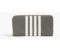 Striped pebbled-leather wallet - Gray