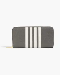 Thom Browne Striped pebbled-leather wallet - Gray Gray