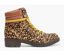 Tamia leather-trimmed leopard-print calf hair ankle boots - Animal print