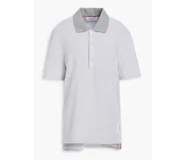 Waffle-knit cotton-piqué polo shirt - Gray