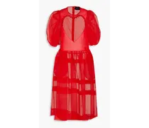 Cutout bead-embellished silk-organza midi dress - Red