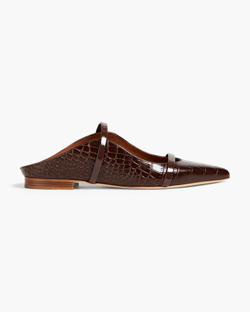 Malone Souliers Maureen croc-effect leather slippers - Brown Brown